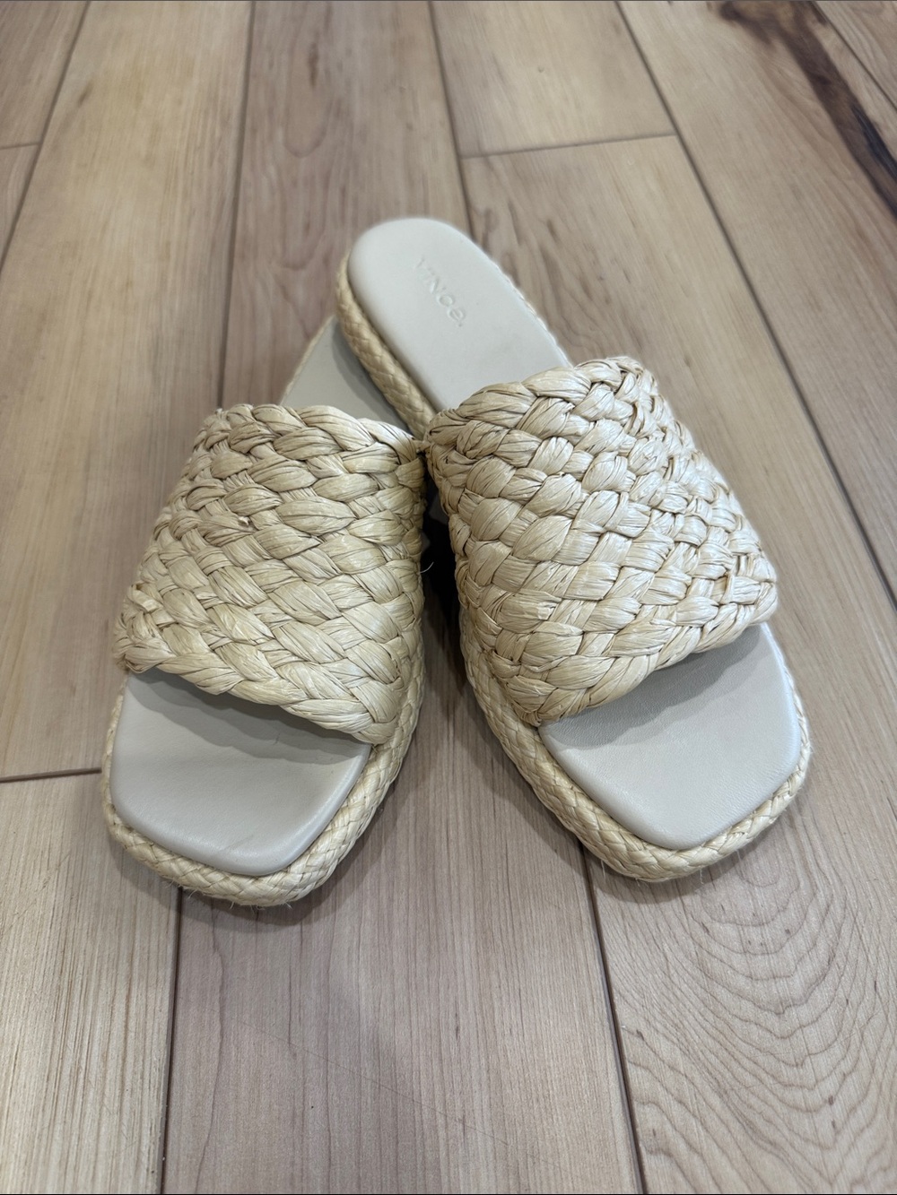 Vince Natural Braided Slide Mules